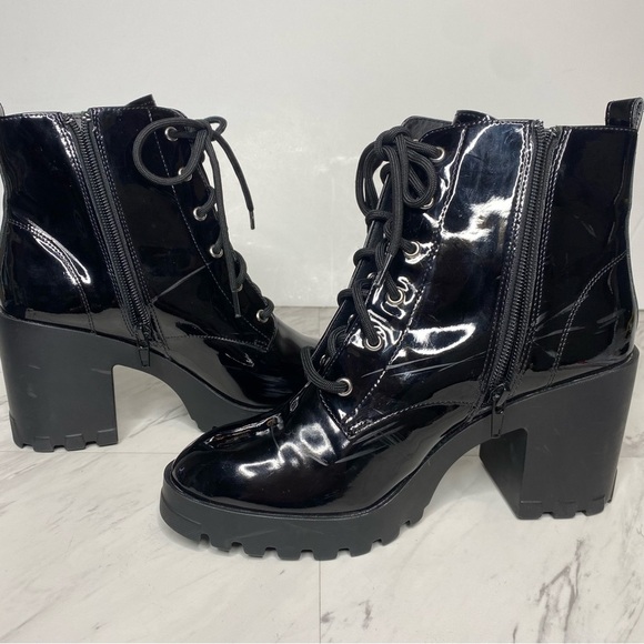 BP Masson Black Patent Heeled Lace Up Boot 8M - Picture 6 of 15